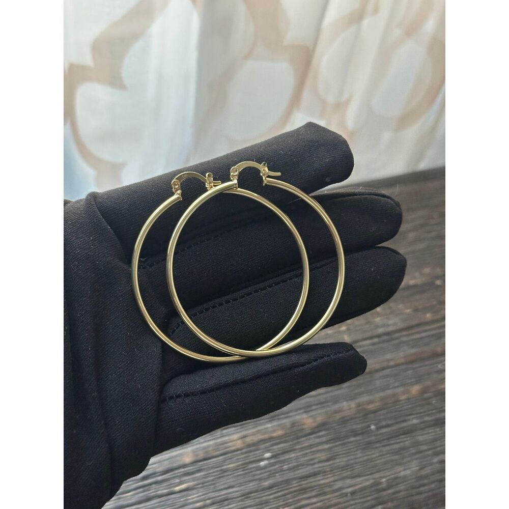 Classic Laminated Gold Round Hoop Earrings